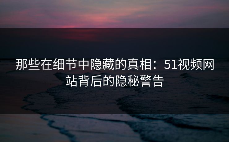 那些在细节中隐藏的真相：51视频网站背后的隐秘警告