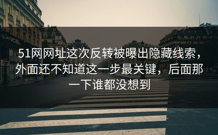 51网网址这次反转被曝出隐藏线索，外面还不知道这一步最关键，后面那一下谁都没想到