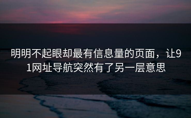 详细阅读:明明不起眼却最有信息量的页面,让91网址导航突然有了另一层意思 明明不起眼却最有信息量的页面,让91网址导航突然有了另一层意思