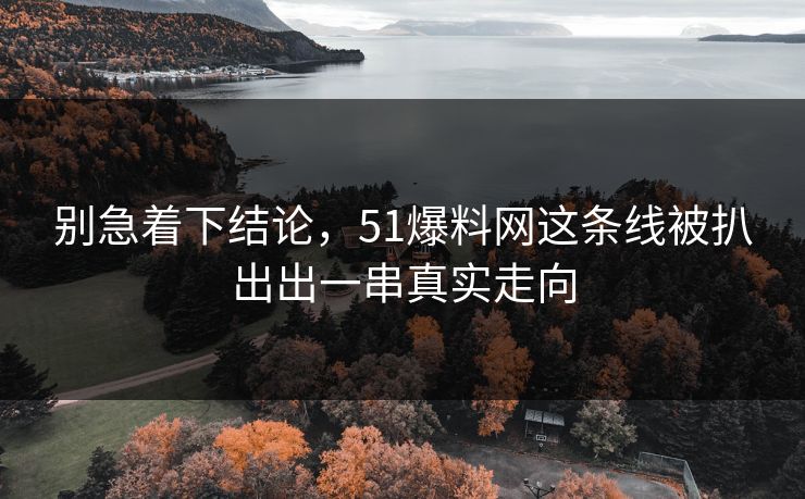 详细阅读:别急着下结论,51爆料网这条线被扒出出一串真实走向 别急着下结论,51爆料网这条线被扒出出一串真实走向