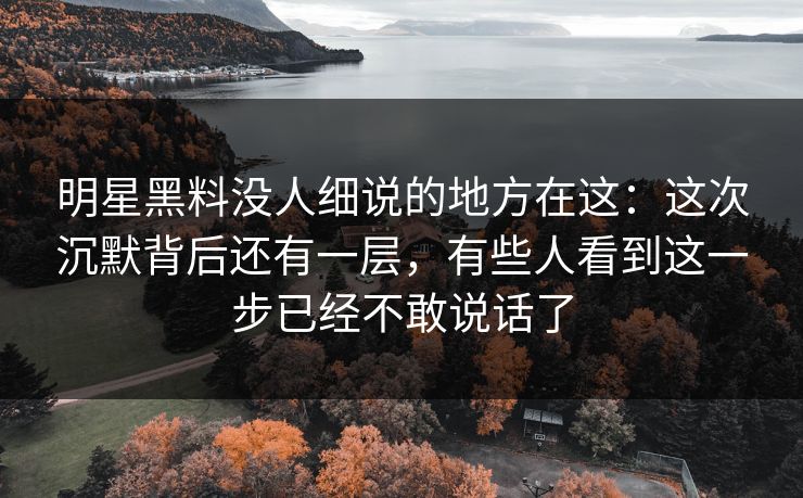 明星黑料没人细说的地方在这：这次沉默背后还有一层，有些人看到这一步已经不敢说话了