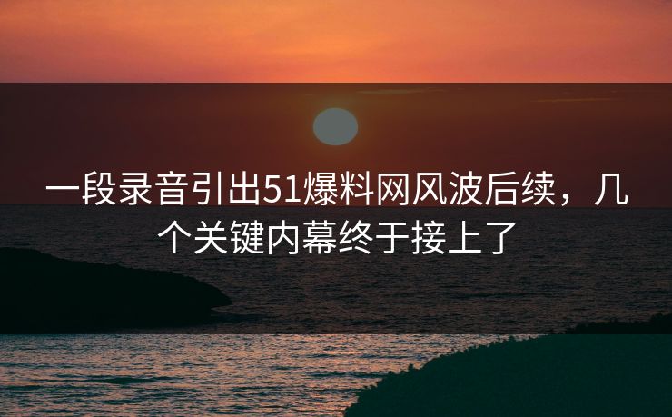 一段录音引出51爆料网风波后续,几个关键内幕终于接上了 一段录音引出51爆料网风波后续,几个关键内幕终于接上了