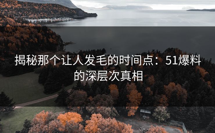揭秘那个让人发毛的时间点：51爆料的深层次真相