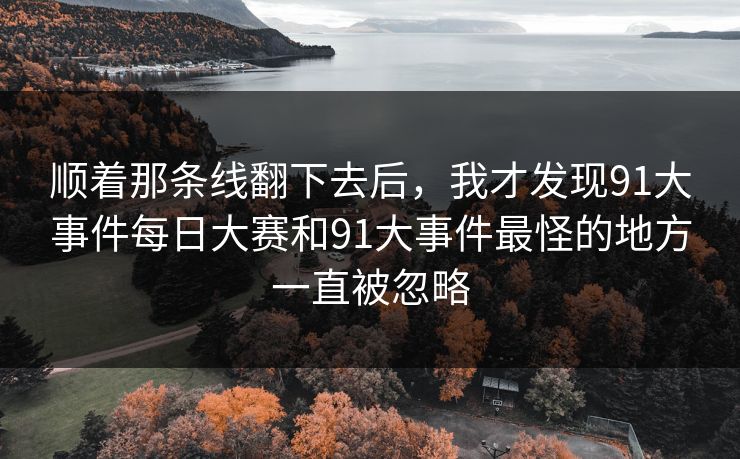 顺着那条线翻下去后，我才发现91大事件每日大赛和91大事件最怪的地方一直被忽略